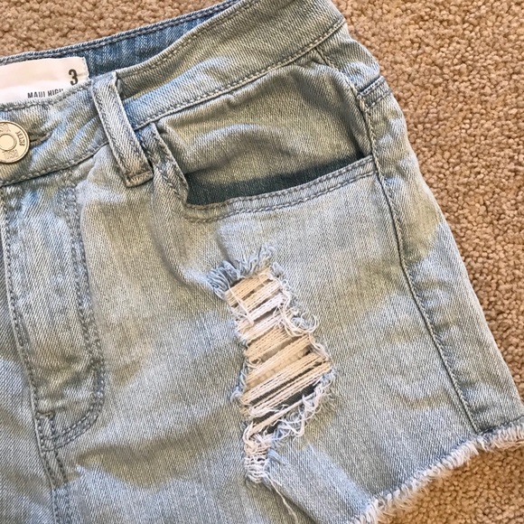 RSQ Distressed Denim Shorts Maui High Rise Cut Off - Picture 5 of 11
